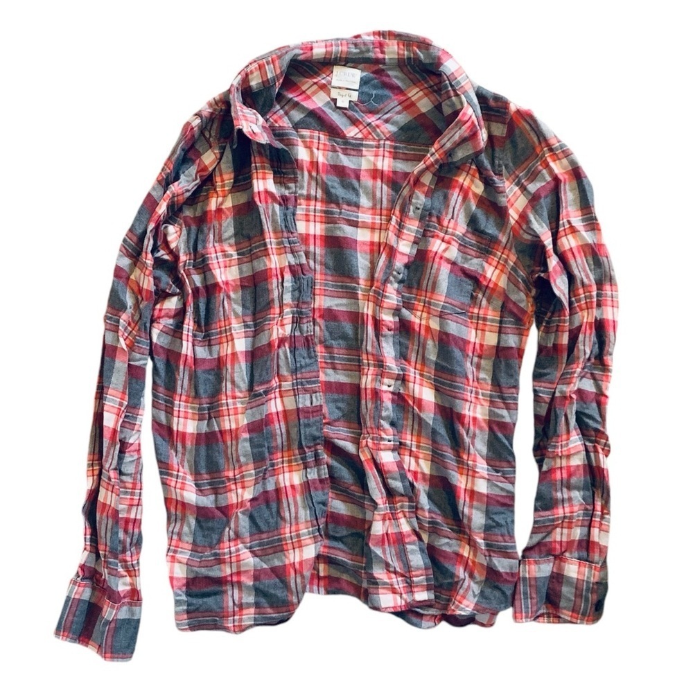 J Crew XL Perfect Fit plaid boarding school academia cozy comfy long sleeve warm